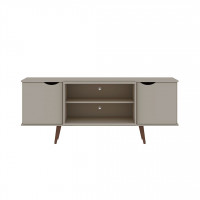 Manhattan Comfort 17PMC6 Hampton 62.99 TV Stand with 4 Shelves and Solid Wood Legs in Off White